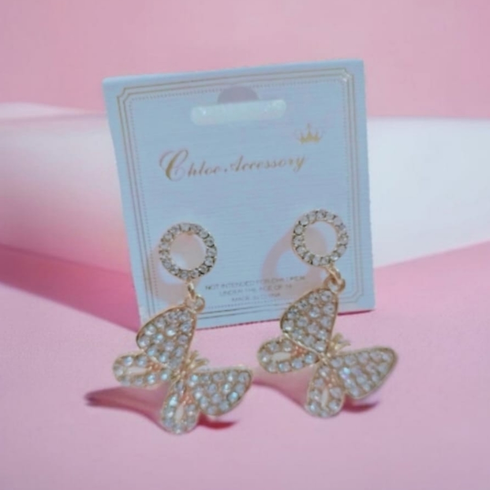 Butterfly earrings, alloy dangle earrings, geometric earrings. Elegant earrings - Picture 2 of 8